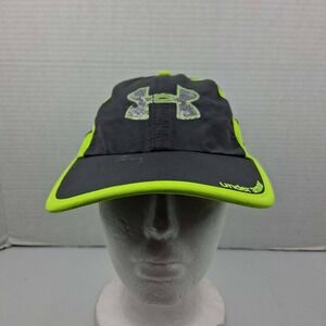 Under Armour Womens HeatGear Running‎ Hat Gray Neon Green Adjustable OSFA